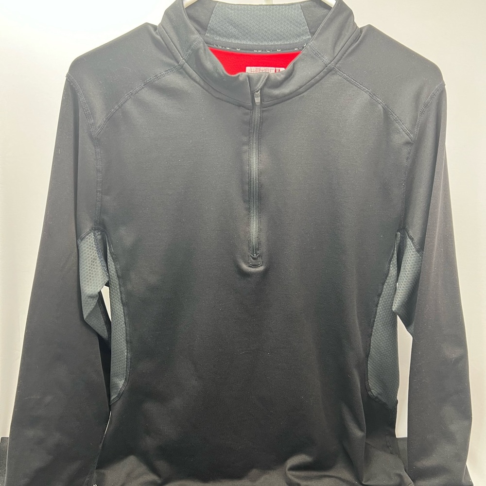 Layer 8 brand performance mid weight long sleeve 1/4 zip shirt.